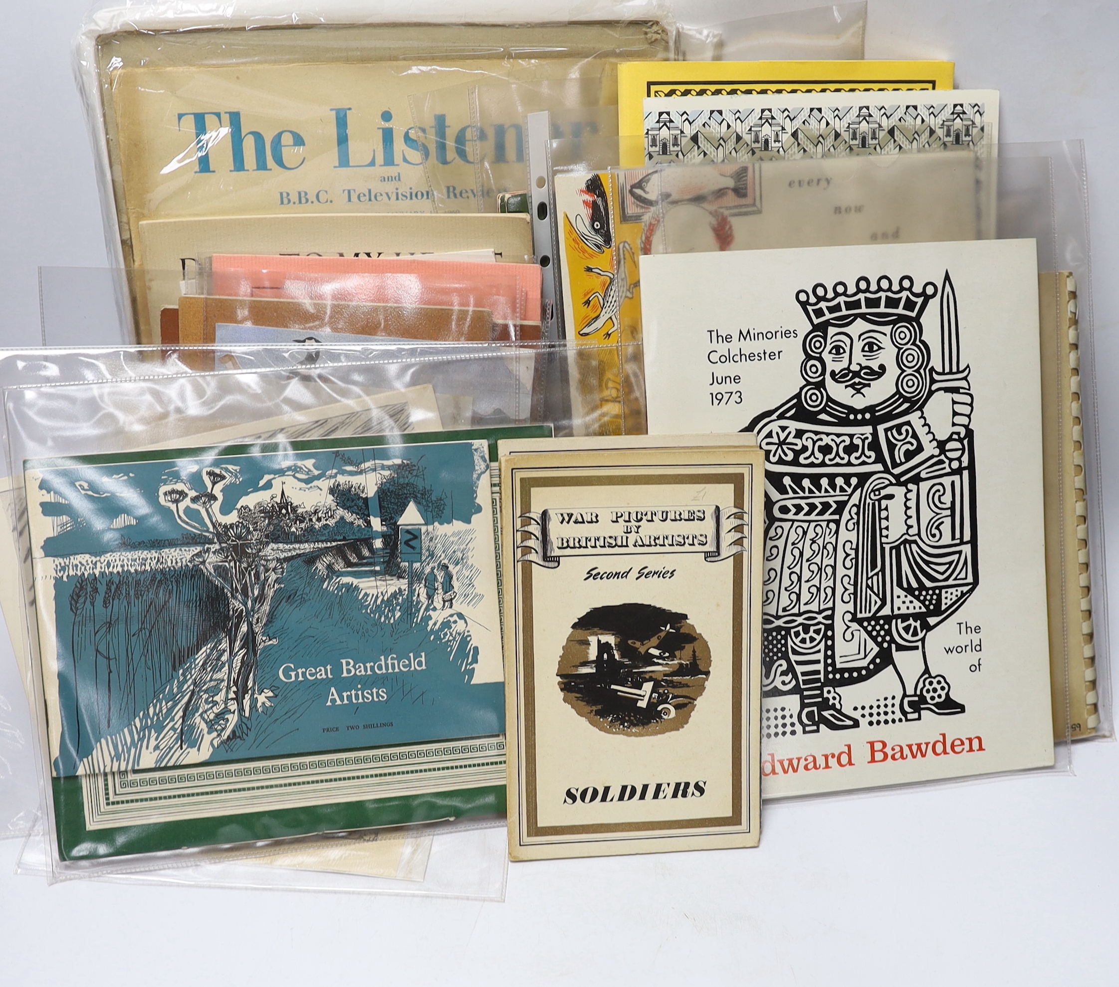 Bawden, Edward - A large collection of booklets, catalogues, periodicals etc., illustrated by, or including illustrations by, Edward Bawden, including:- Serjeant, R.B. - The Arabs, 1947; The Listener and B.B.C. Televisio